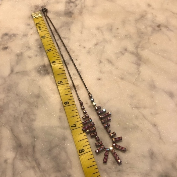 Vtg Pink Rhinestone Paste Necklace Bridal Wedding Formal Approx 17” - Picture 4 of 4